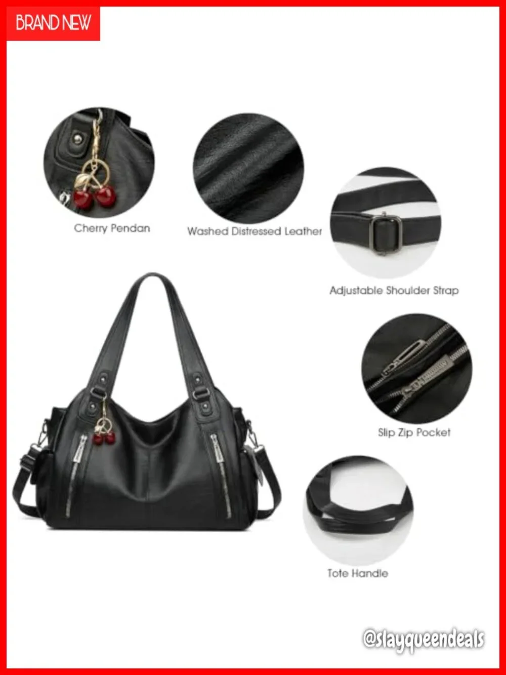 Faux Leather Slouchy Hobo Shoulder Bag Crossbody Satchel Tote